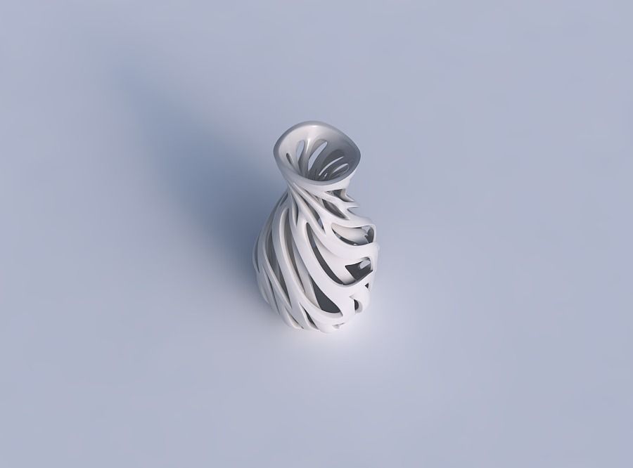 Vase spherical squeezed neck with inner and outer lines twist... 3D print model_1
