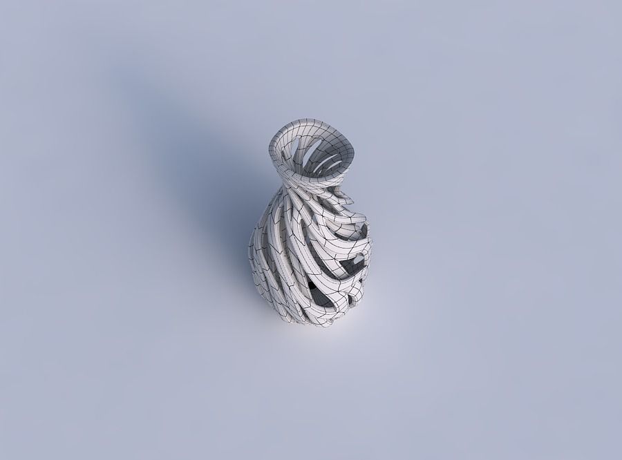 Vase spherical squeezed neck with inner and outer lines twist... 3D print model_6