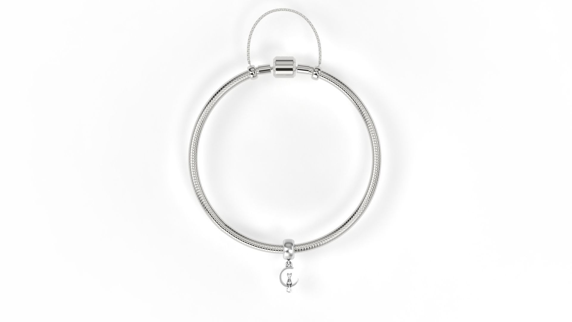 Cat with Moon Charm 3D print model_1