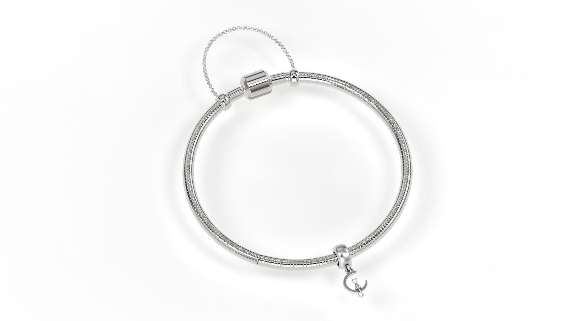 Cat with Moon Charm 3D print model_2