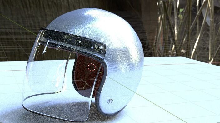 Motorcycle Helmet with Visor Vintage Low-poly 3D model_2