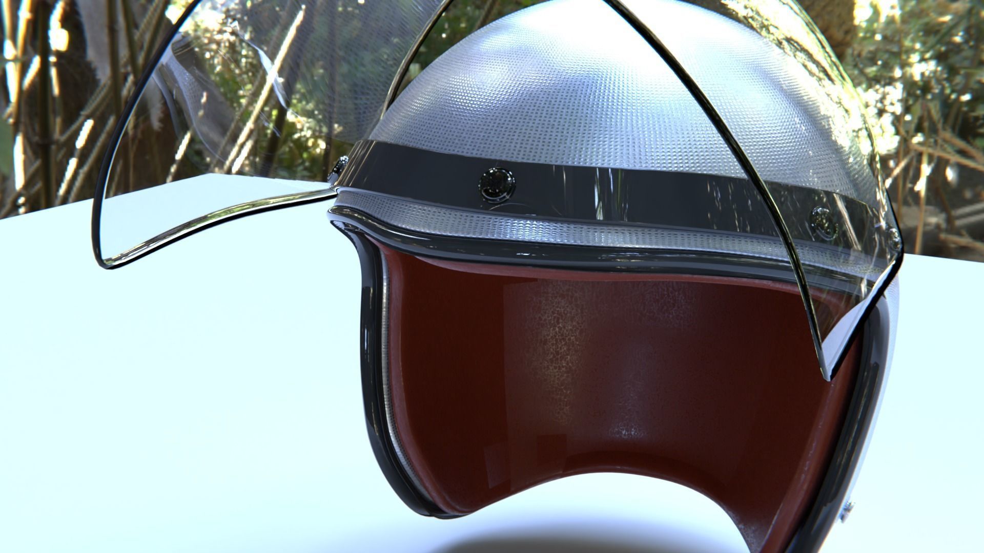 Motorcycle Helmet with Visor Vintage Low-poly 3D model_4