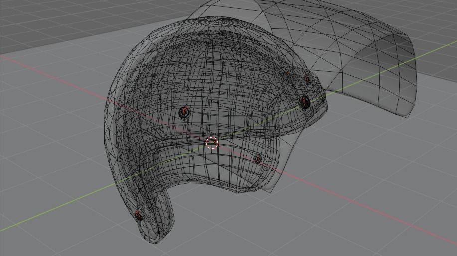 Motorcycle Helmet with Visor Vintage Low-poly 3D model_7