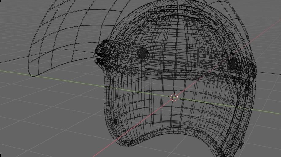 Motorcycle Helmet with Visor Vintage Low-poly 3D model_5