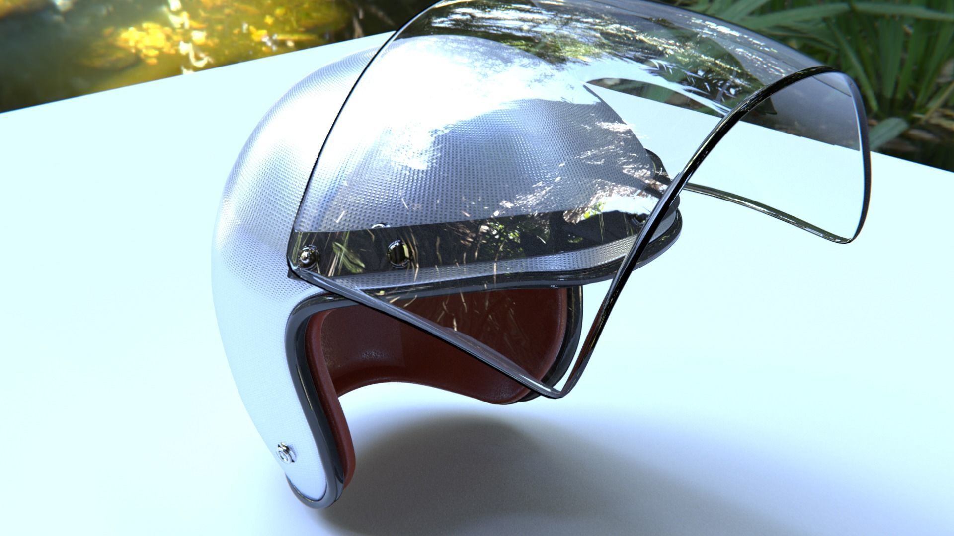 Motorcycle Helmet with Visor Vintage Low-poly 3D model_3