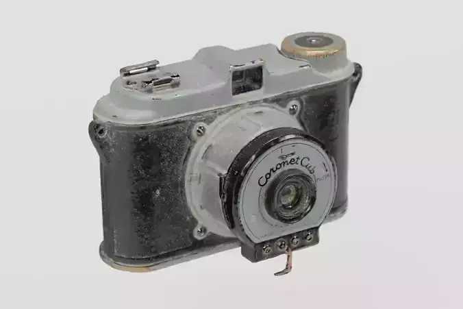 Vintage 35mm Camera Coronet photogrammetry scan PBR 4K textures
