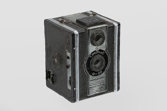 Vintage Box Camera Coronet photogrammetry scan PBR 4K textures Low-poly 3D model