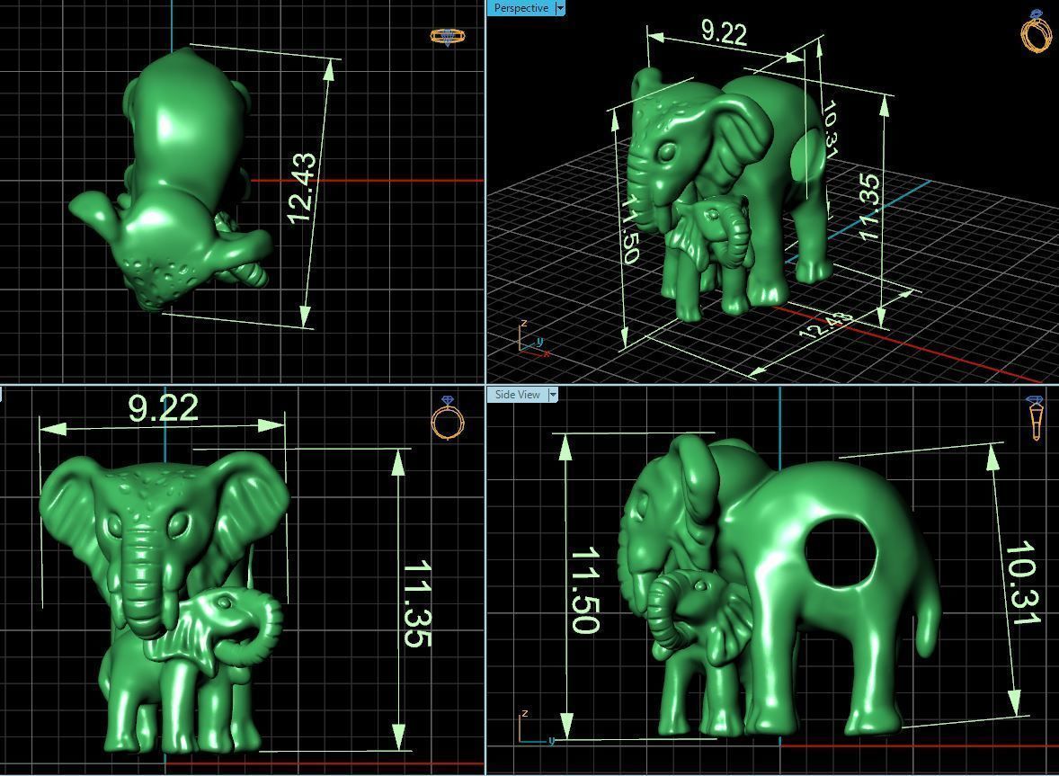 Elephant Charm for Bracelet 3D print model_1