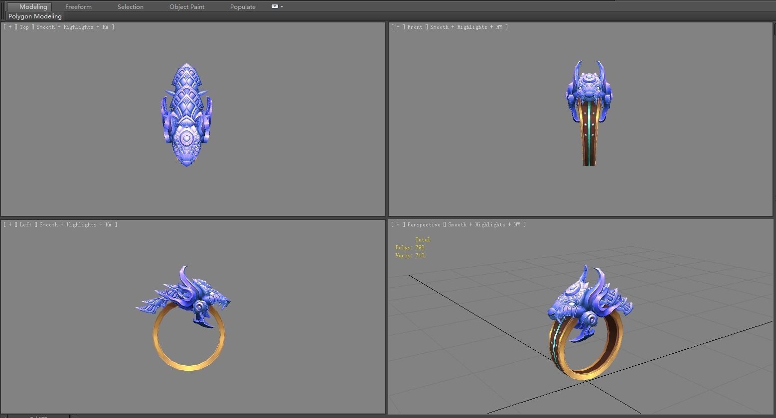 Cartoon boa ring Low-poly 3D model_3