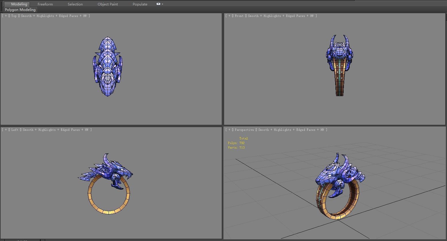 Cartoon boa ring Low-poly 3D model_4