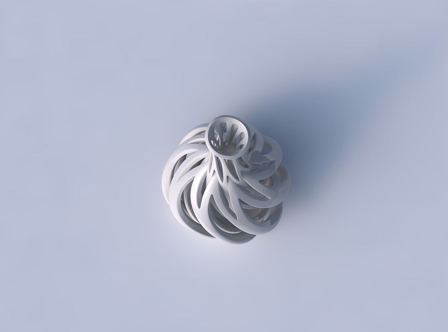 Vase spherical bottom long neck with intertwining lines twist... 3D print model_2