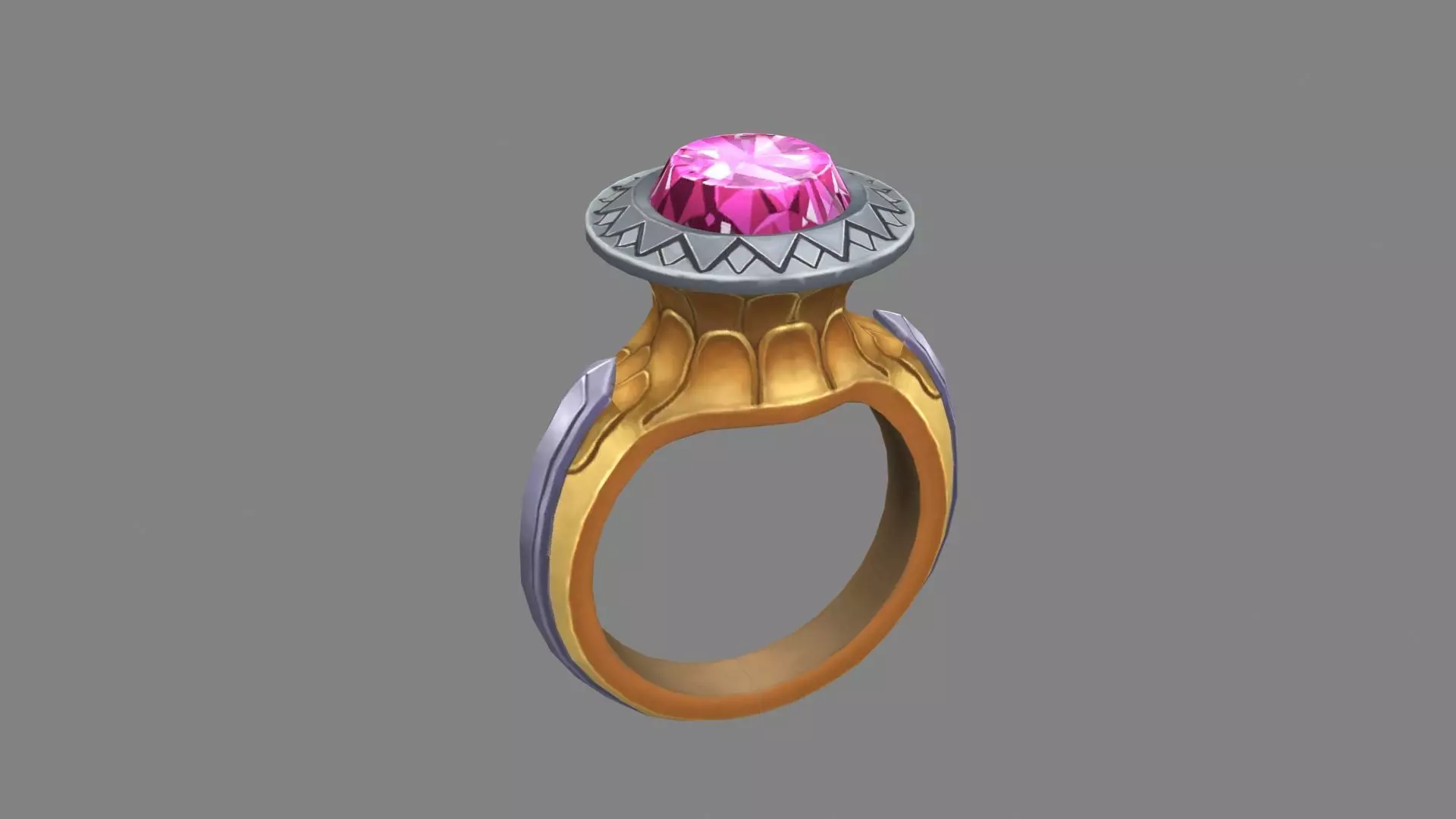 Cartoon amethyst ring Low-poly 3D model_0