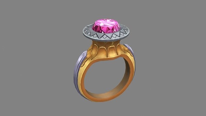 Cartoon amethyst ring Low-poly 3D model