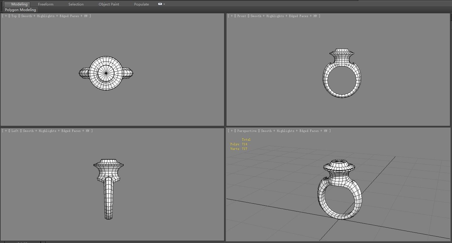 Cartoon amethyst ring Low-poly 3D model_6