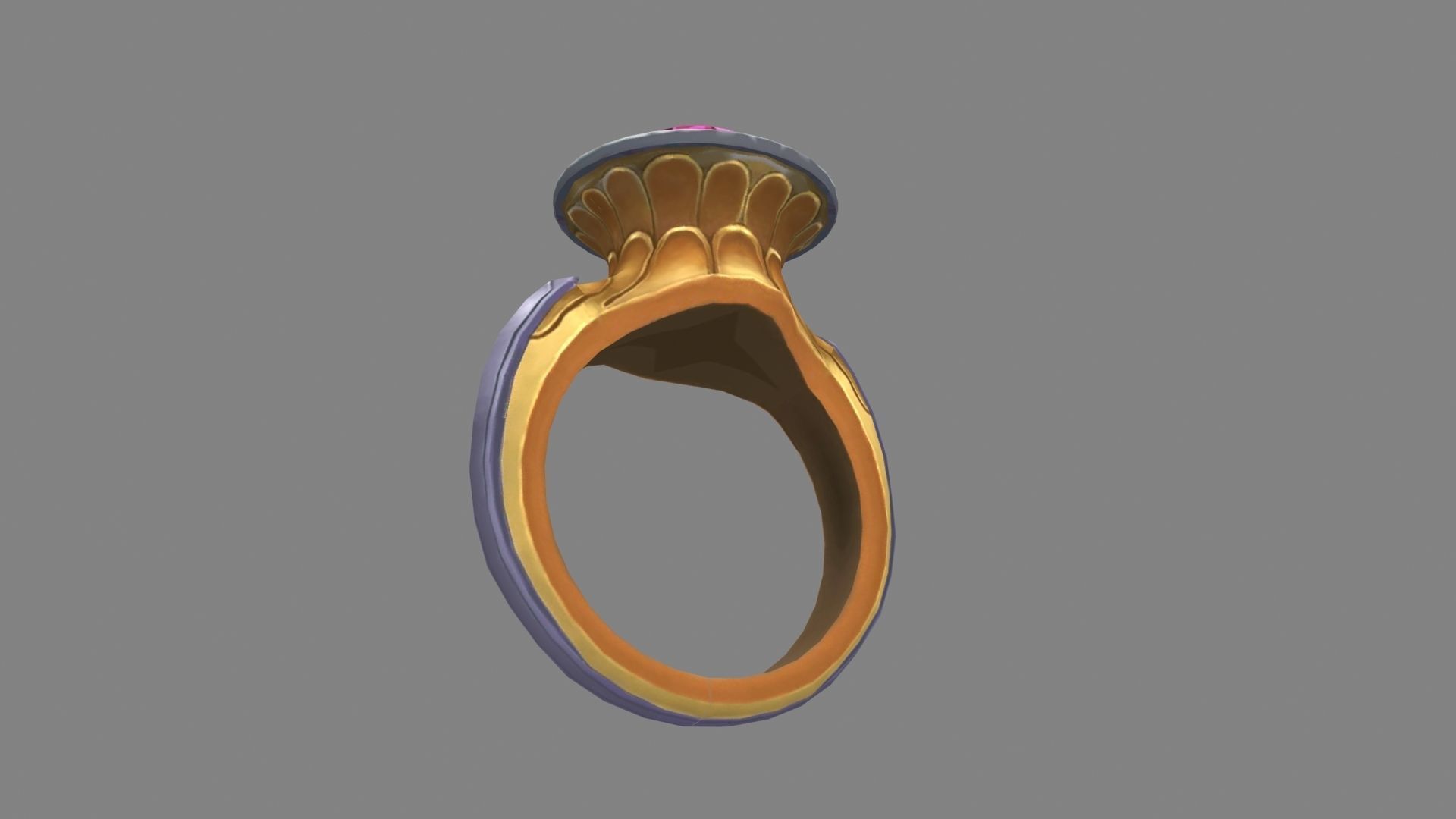 Cartoon amethyst ring Low-poly 3D model_3