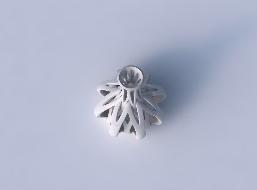 Vase spherical bottom long neck with intertwining lines taper... 3D print model_2