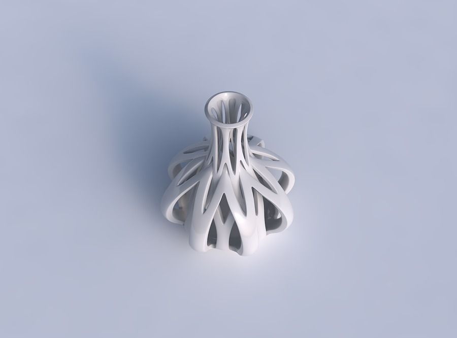 Vase spherical bottom long neck with intertwining lines taper... 3D print model_1