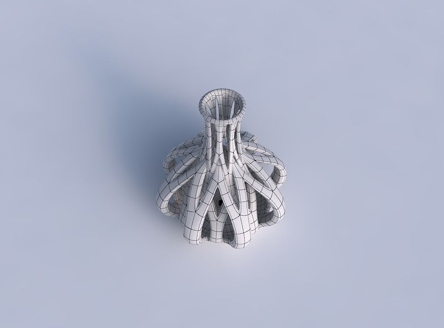Vase spherical bottom long neck with intertwining lines taper... 3D print model_6