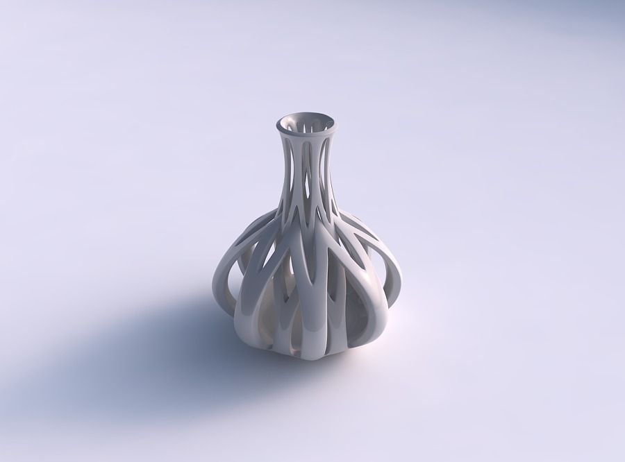 Vase spherical bottom long neck with intertwining lines taper... 3D print model_0