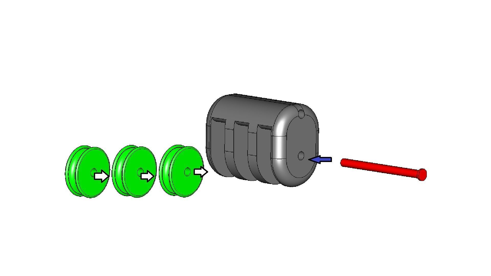 Small Triple Pulley 3D print model_3