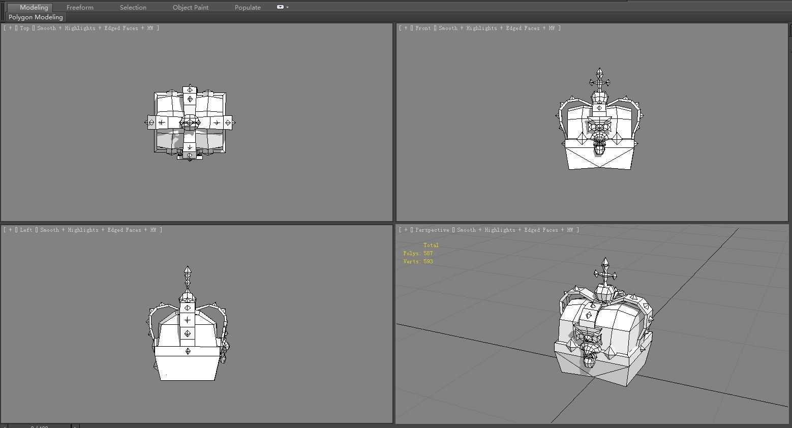 Cartoon crown treasure chest Low-poly 3D model_5