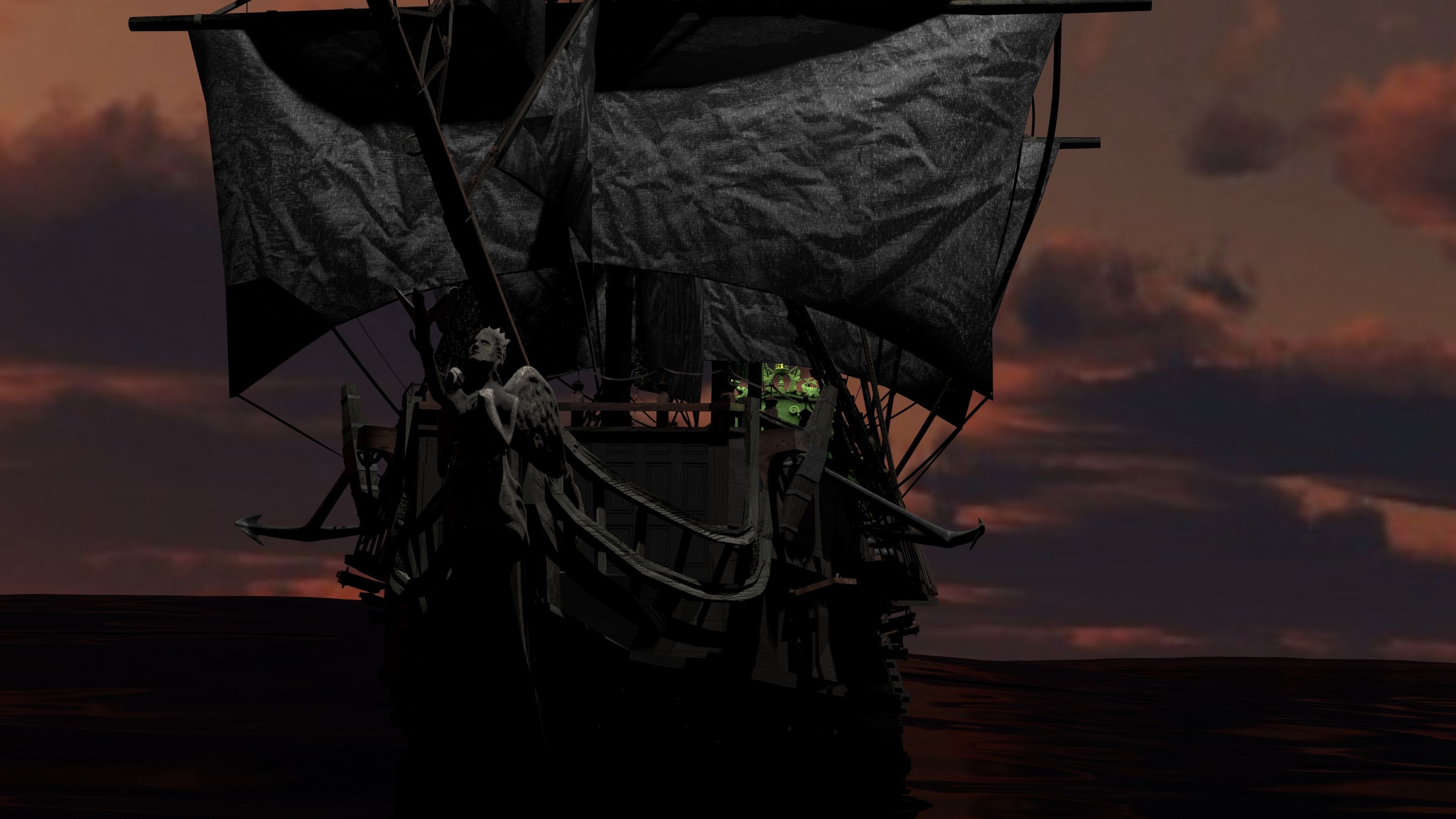 Black Pearl ship 3D model_2