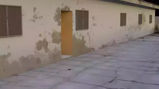 Bungalow building with windows and doors