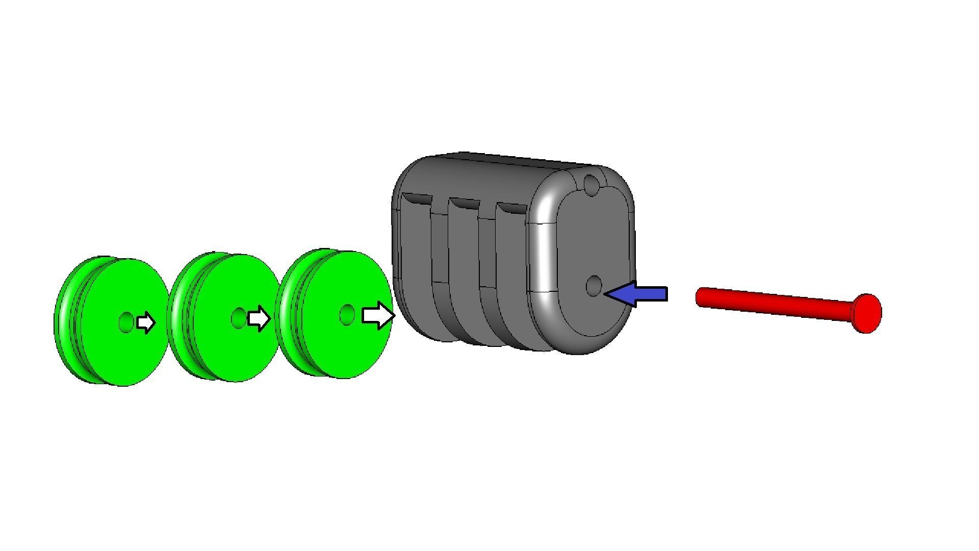 Medium Triple Pulley 3D print model_2