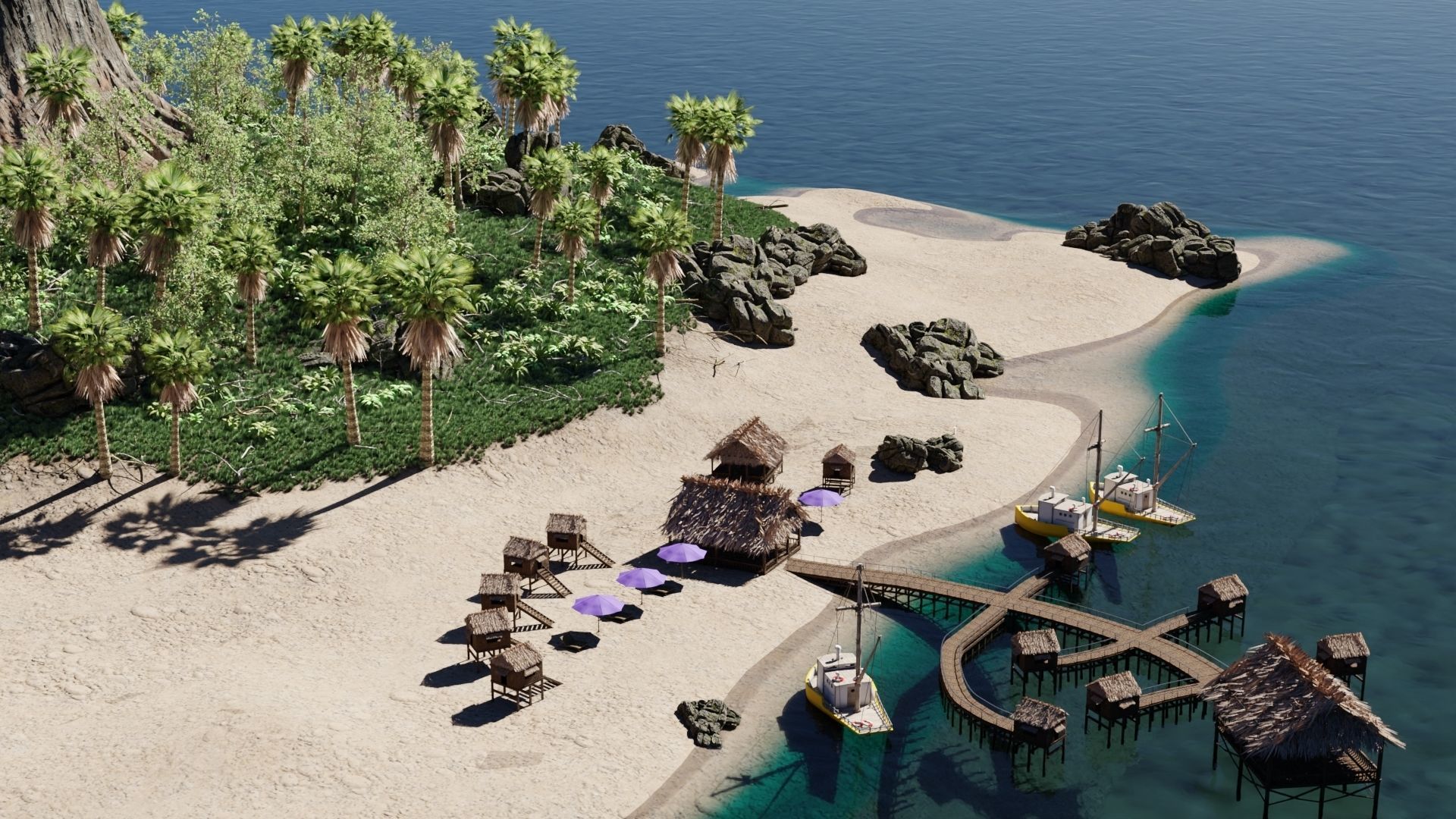 Island Scene 3D model_5