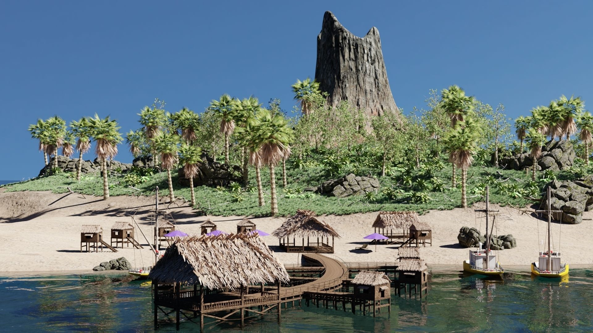 Island Scene 3D model_1