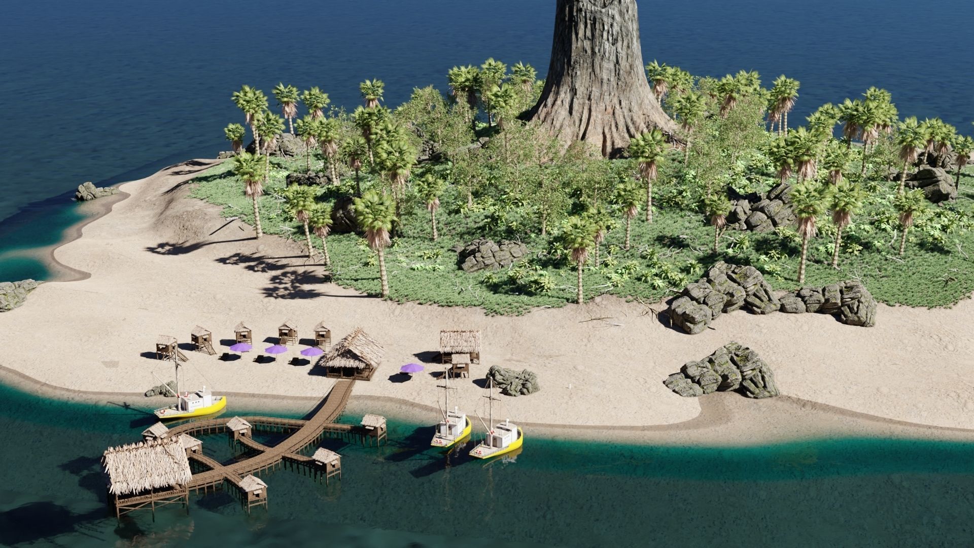 Island Scene 3D model_6