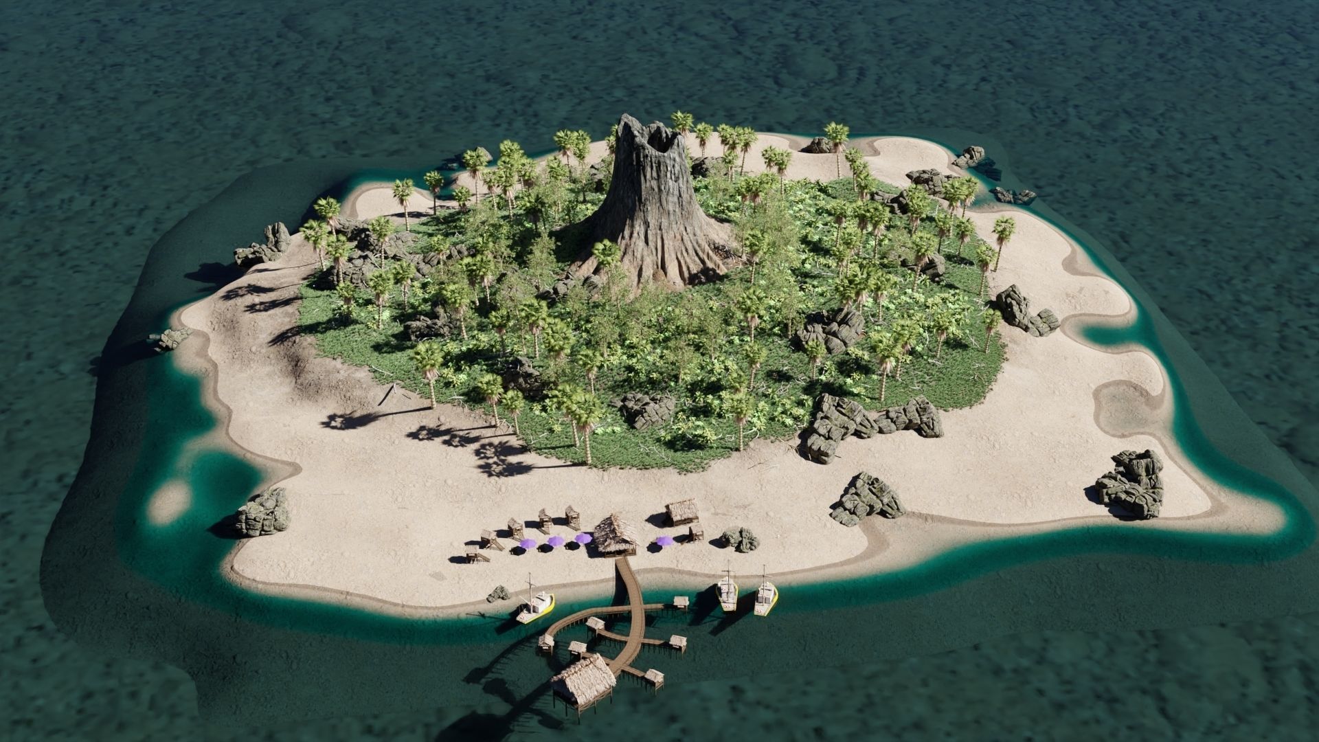 Island Scene 3D model_7