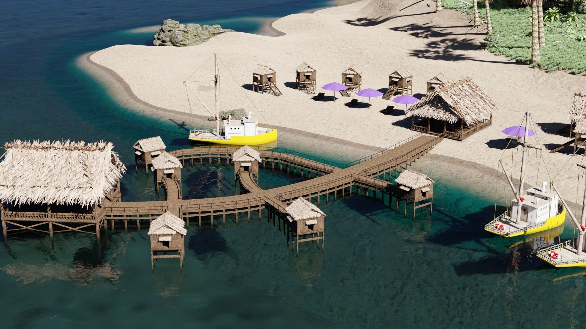 Island Scene 3D model_2