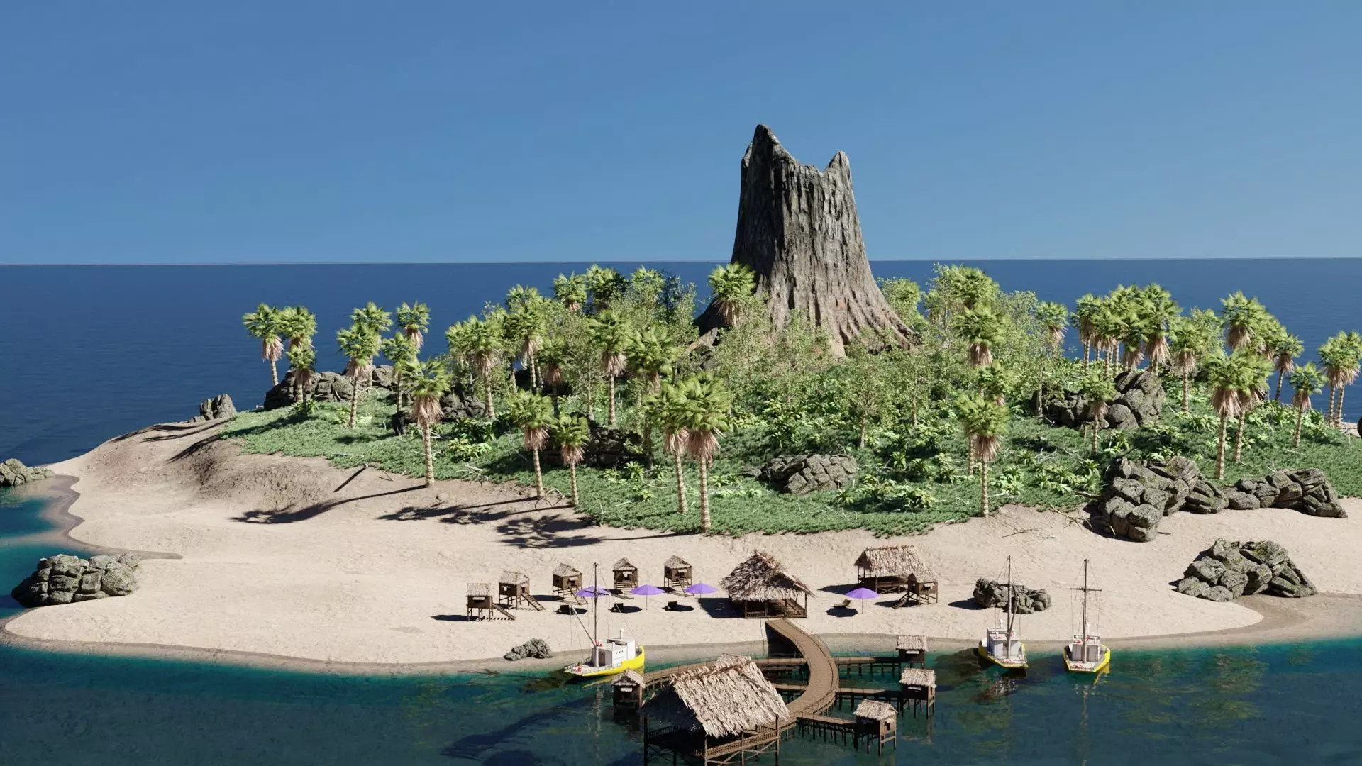 Island Scene 3D model_0