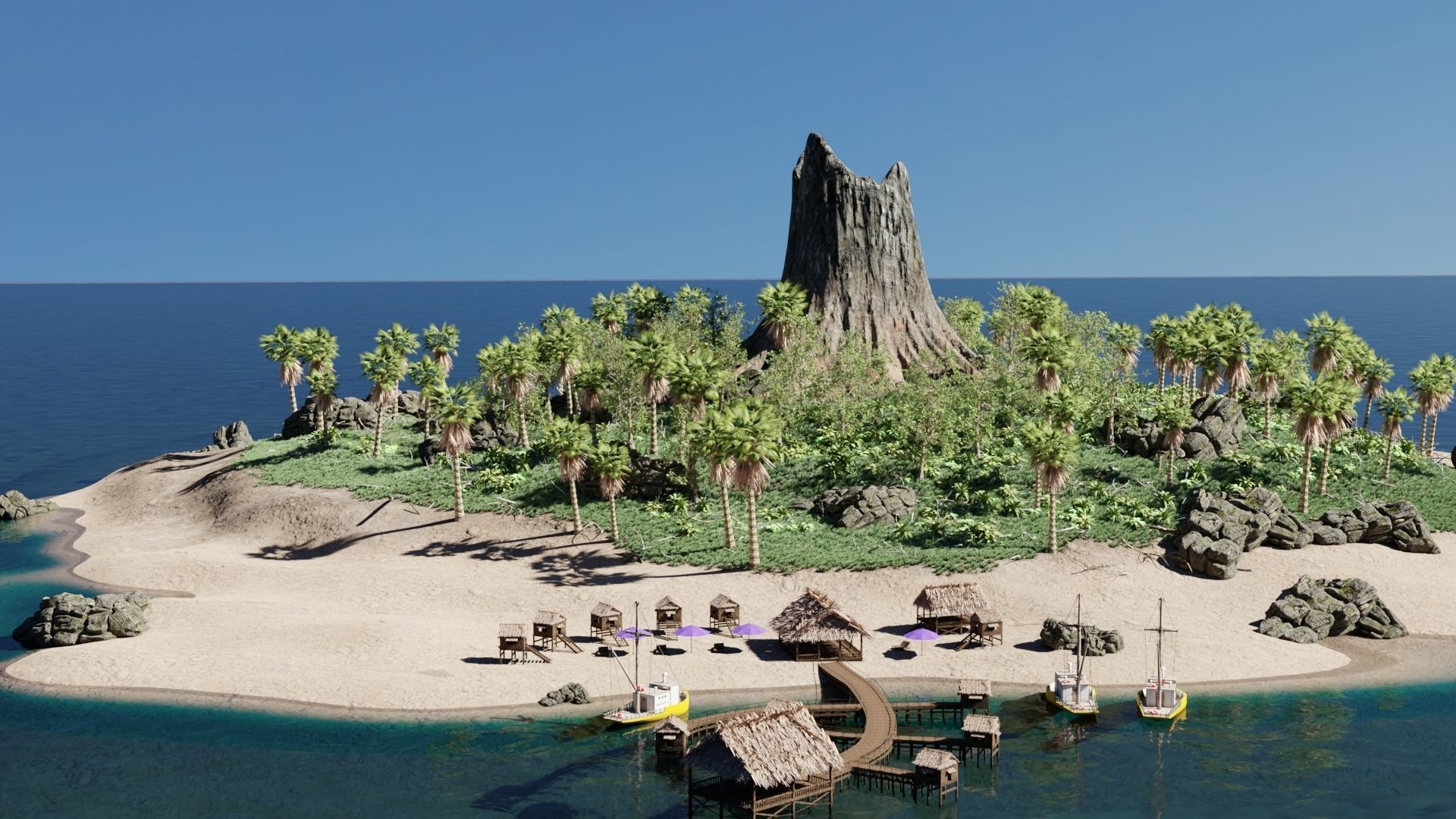 Island Scene 3D model_0