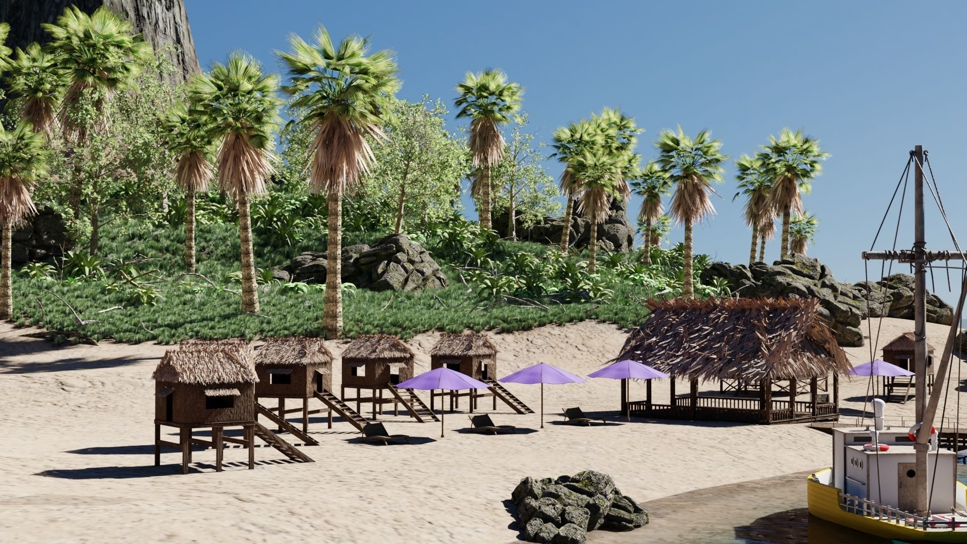 Island Scene 3D model_4