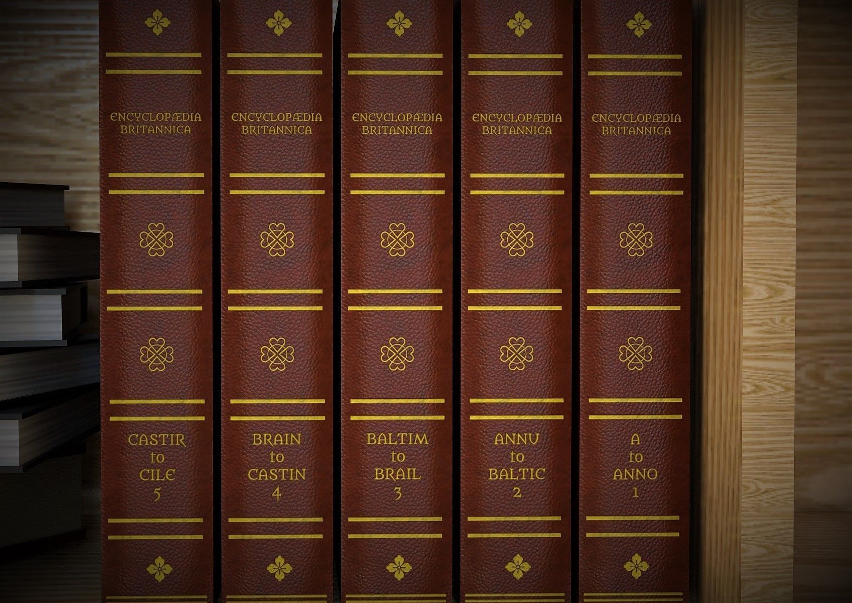 Shelf wooden bookcase with books 3D model_5