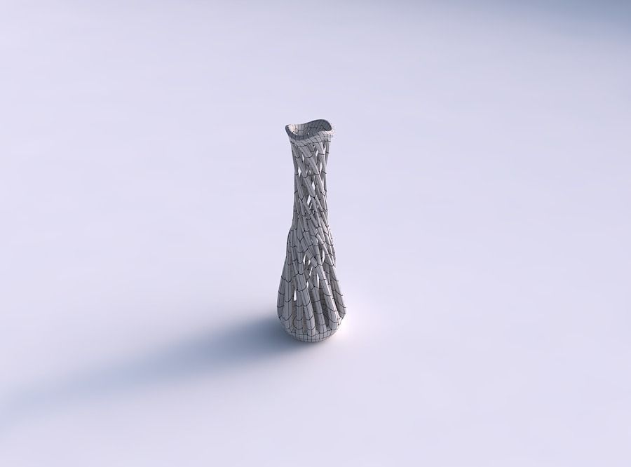 Vase slim with intertwining lines twisted and tapered wavy 3D print model_5