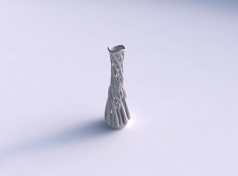 Vase slim with intertwining lines twisted and tapered wavy 3D print model_0