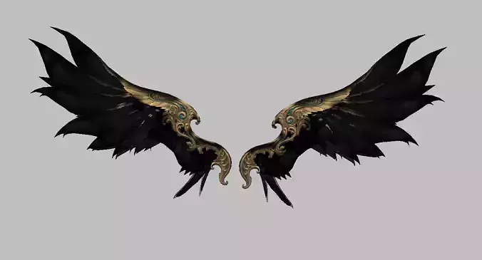 Black Gold Wing Low-poly 3D model