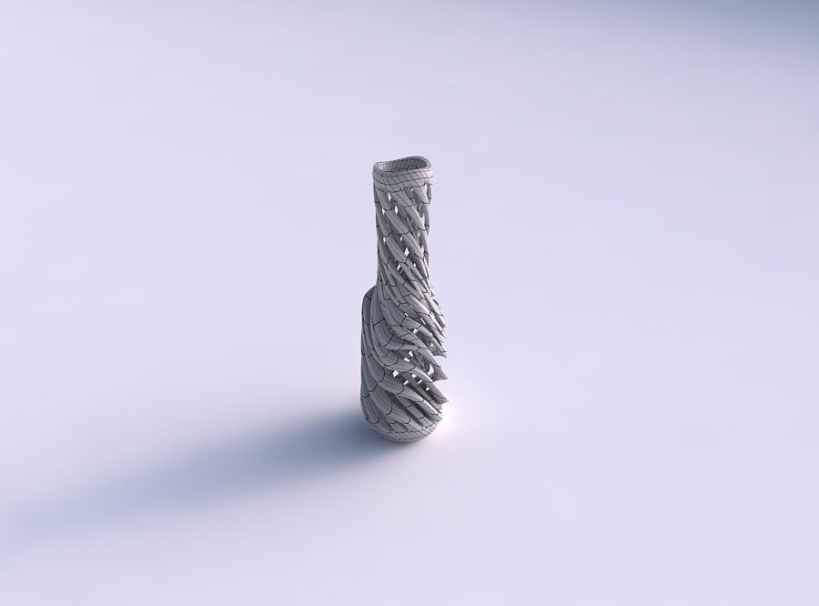 Vase slim wider middle with intertwining lines very twisted a... 3D print model_5