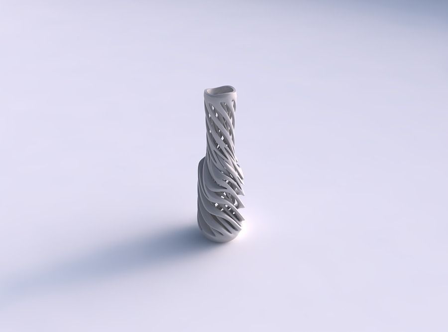 Vase slim wider middle with intertwining lines very twisted a... 3D print model_0