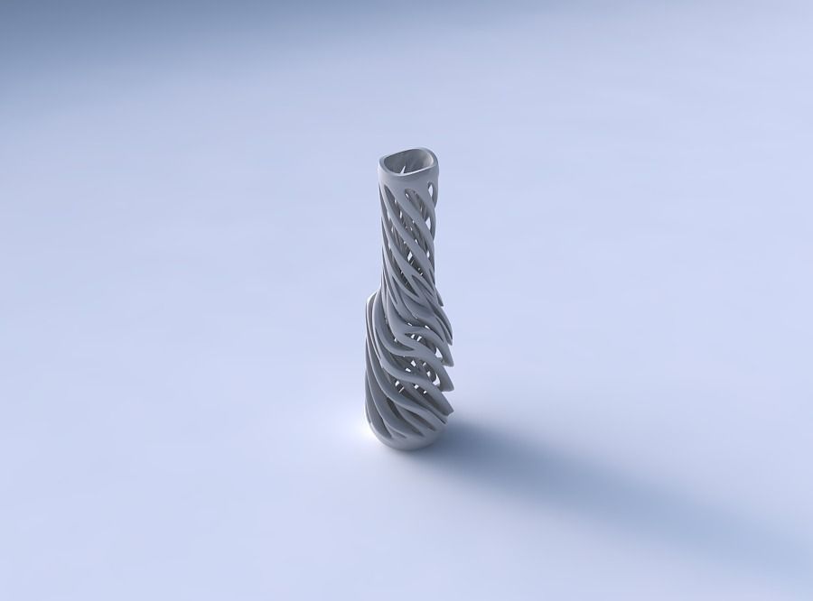 Vase slim wider middle with intertwining lines very twisted a... 3D print model_3