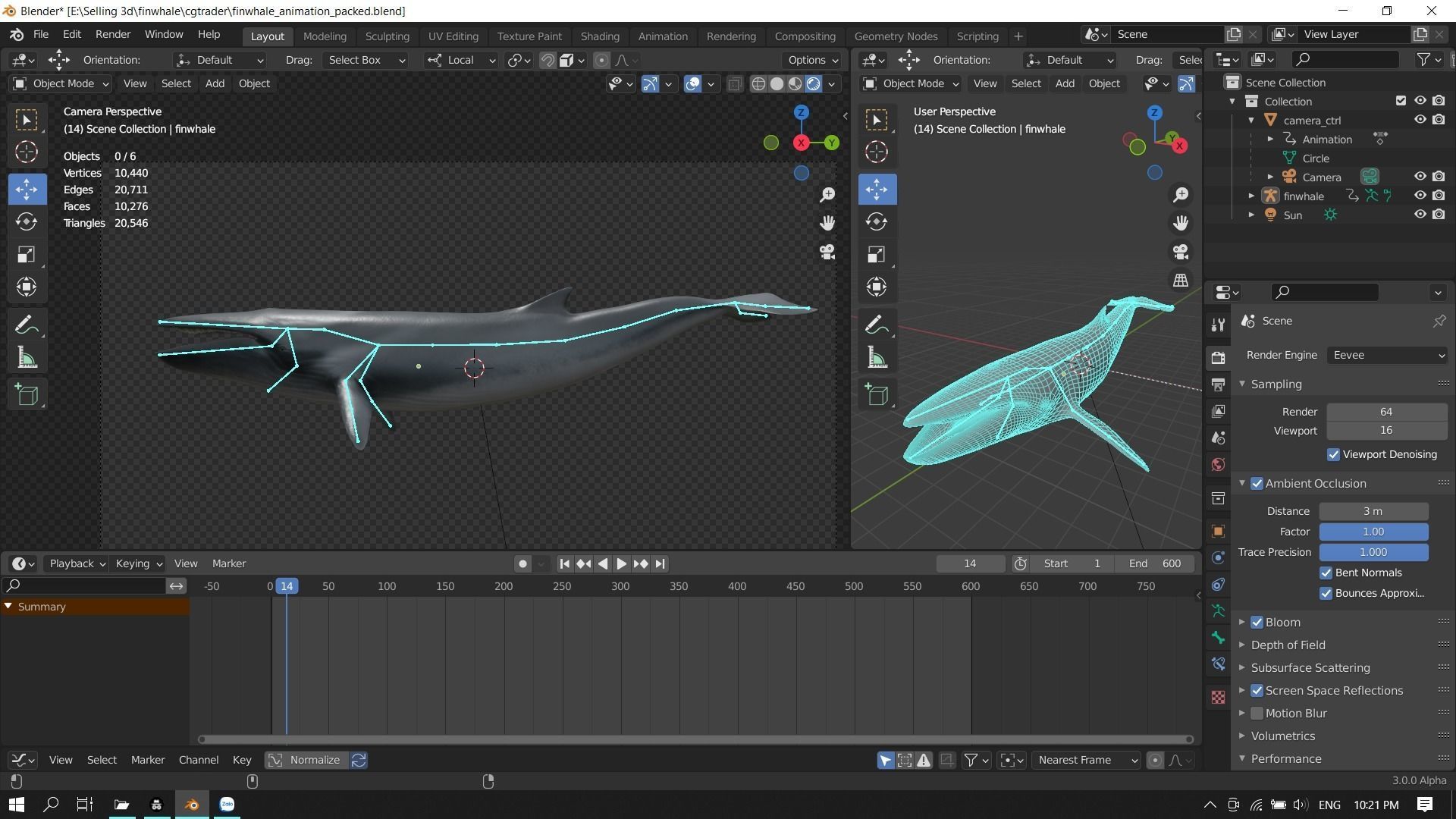 Fin whale Low-poly 3D model_23
