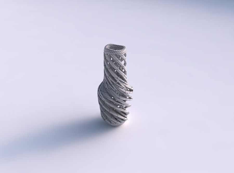 Vase slim wider middle with intertwining lines very twisted wavy 3D print model_5