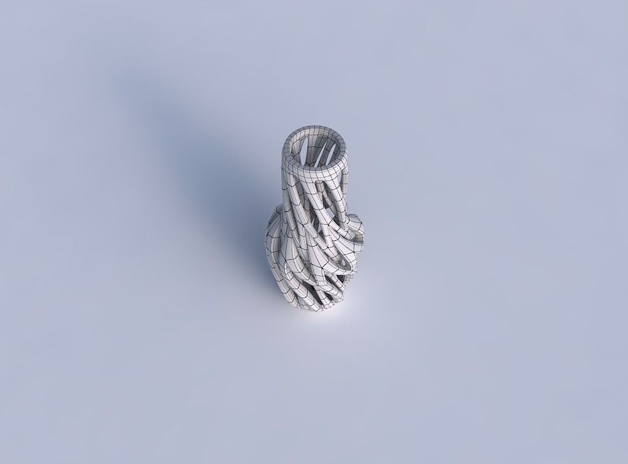 Vase slim wider middle with intertwining lines twisted 3D print model_6