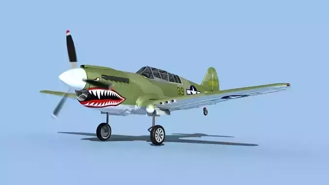 Curtiss P-40N Warhawk V01 USAAF 3D model