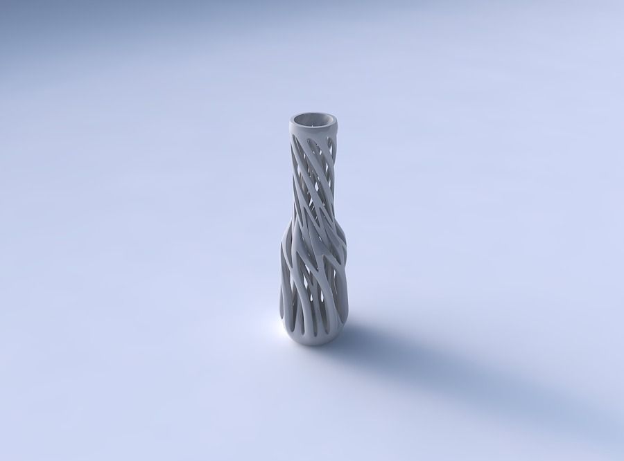 Vase slim wider middle with intertwining lines twisted and ta... 3D print model_3