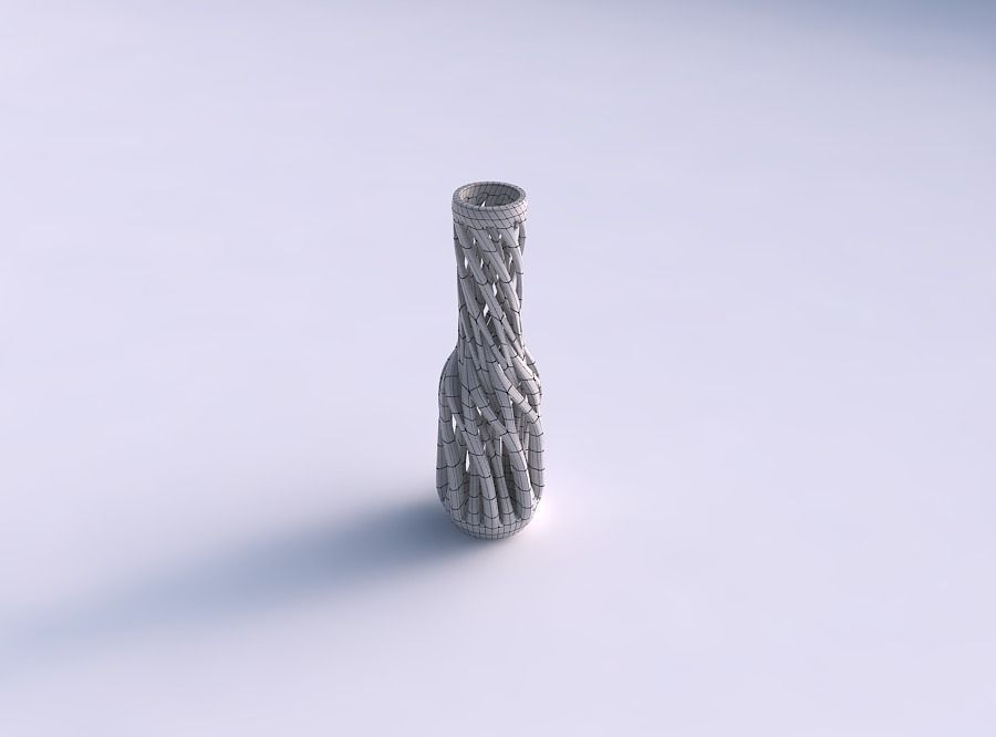 Vase slim wider middle with intertwining lines twisted and ta... 3D print model_5