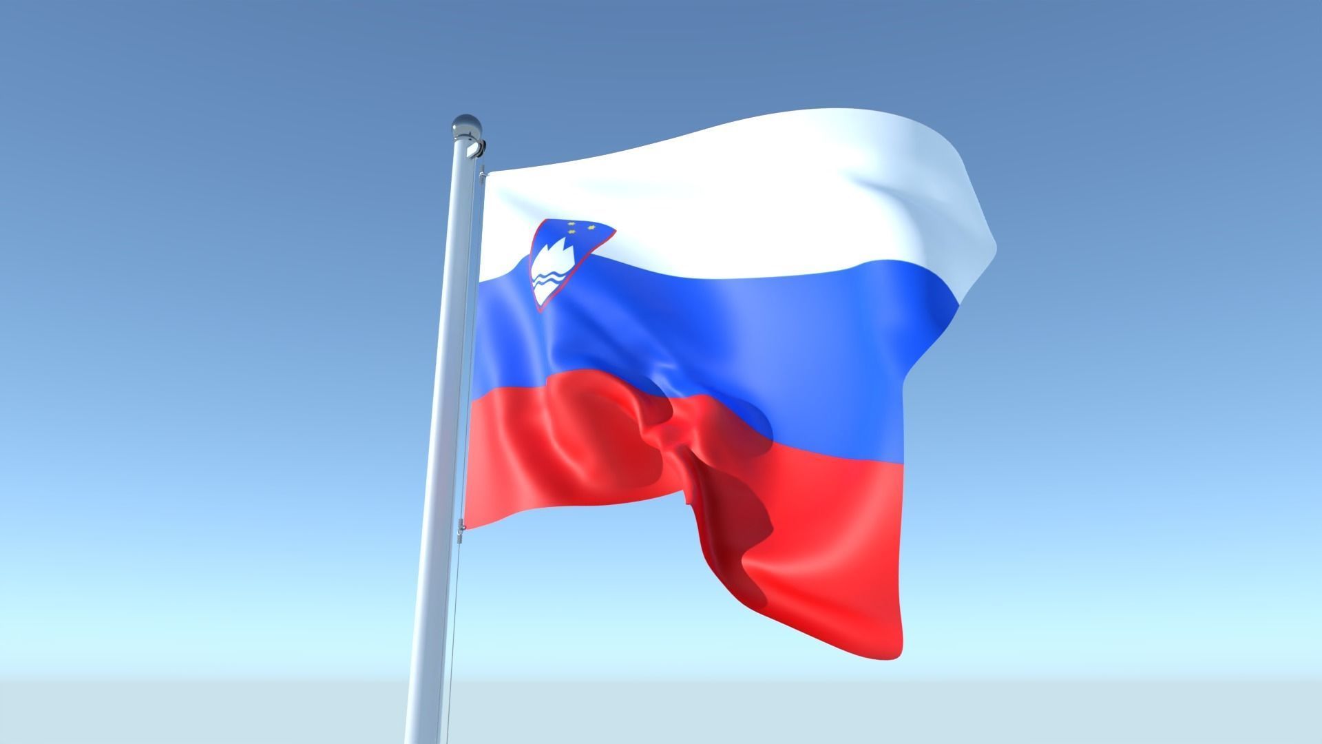 Animated Flag of Slovenia Low-poly 3D model_6